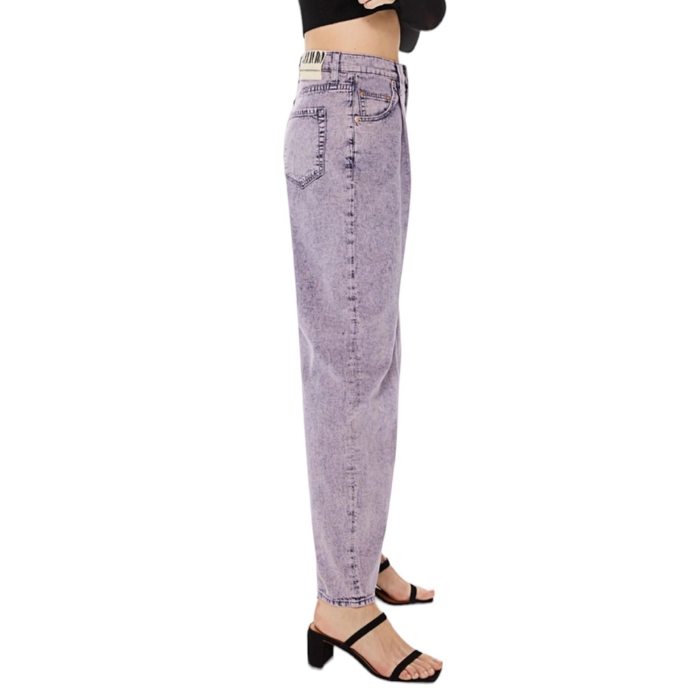 Mother Snacks The Pleated Fun Dip Puddle Straight Leg Jeans In Silver Pink - Picture 6 of 15